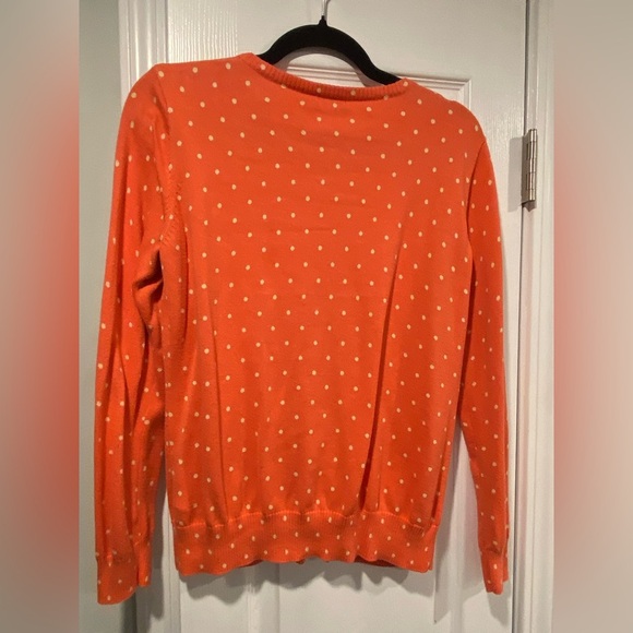 L.L. Bean Size M Orange Polka Dot Supima Cotton Lightweight Button Down Cardigan - Picture 10 of 11